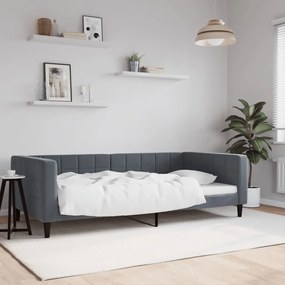 Letto Da Giorno Grigio Scuro 100x200 Cm İn Velluto /