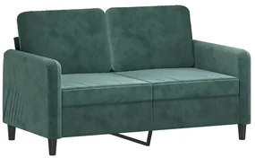 Divano a 2 posti verde scuro 120 cm in velluto
