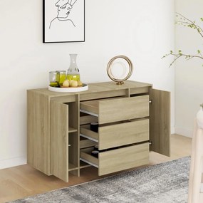 Credenza con 3 Cassetti Rovere Sonoma 120x41x75cm in Truciolato