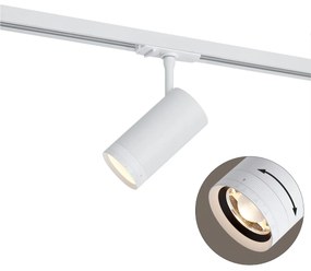 Faretto moderno bianco per sistema di illuminazione su binario monofase con LED orientabile e inclinabile - Iconic Zoom