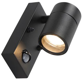 Lampada da parete per esterni nera con sensore di movimento IP44 - Solo