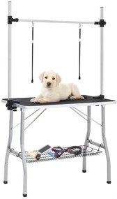 Tavolo Toelettatura Per Cani Regolabile Con 2 Anelli E Cesto /