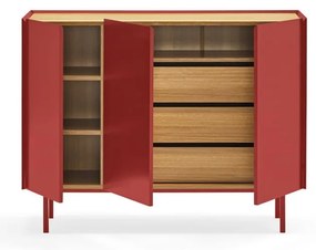 Cassettiera bassa rossa effetto rovere 110x85 cm Arista - Teulat