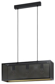 Lampadario A Sospensione Vintage Sallicano Acciaio Nero Oro 3 Luci E27