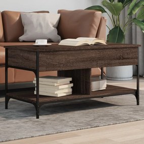Tavolino Salotto Rovere Marrone 100x50x50cm Multistrato Metallo /