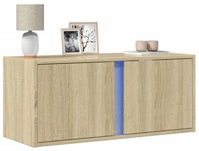Mobile Tv A Parete Con Luci Led Rovere Sonoma 80x31x35 Cm /
