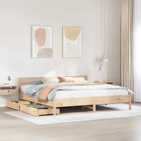 Letto Senza Materasso 160x200 Cm İn Legno Massello Di Pino /