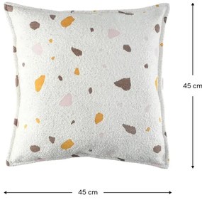 Cuscino per divano da bambini color crema con rivestimento in bouclé e ciniglia Terrazzo Block – Wigiwama