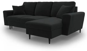 Divano angolare nero allungabile e con contenitore con rivestimento in velluto Kyoto – Cosmopolitan Design