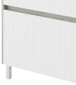 Mobile bagno a terra 80 cm bianco cannettato e grigio con cassetti Porto