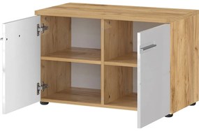 Scarpiera bianca naturale in rovere con panca Aledo - Germania