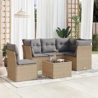 Set Divano da Giardino 6 pz con Cuscini Beige in Polyrattan 3217649