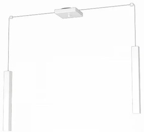 Square tube sospensione 2 luci bianco cavo cm.250 con base 1173-s2-bi