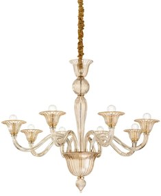 Lampadario Classico Brigitta Vetro Ambra 8 Luci E14