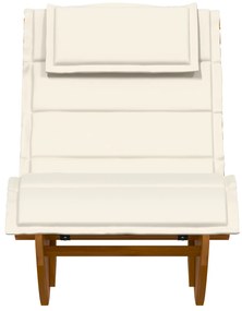 Lettino prendisole set di 2 panna, legno naturale
