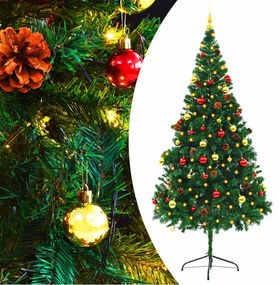 Albero Di Natale Preilluminato Con Palline Verde 210 Cm /