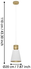 Eglo 900376 - Lampadario a sospensione con filo AGLIENTINA 1xE27/40W/230V