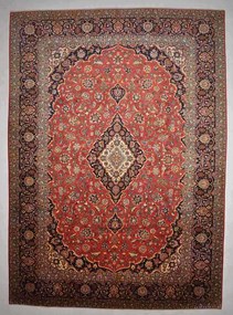 Kashan Tappeto persiano 390 x 280 Rosso (Iran) Annodato A Mano