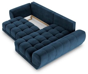 Divano letto angolare blu royal con rivestimento in velluto, angolo destro Nuage - Windsor &amp; Co Sofas