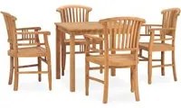 Set da Pranzo da Giardino 5 pz in Legno Massello di Teak 3060009