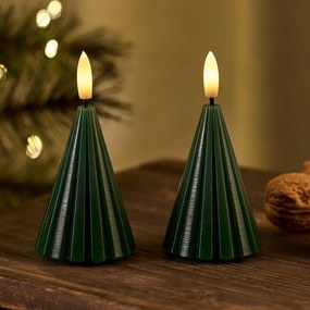 Decorazione natalizia luminosa in verde scuro 2 pz ø 6 cm Laura – Sirius