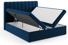Letto boxspring blu scuro con contenitore 180x200 cm Gina - Milo Casa