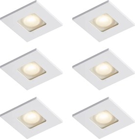 Set di 6 faretti da incasso moderni bianchi quadrati IP44 - Qure