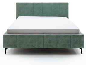 Letto matrimoniale imbottito verde con contenitore con rete inclusa 160x200 cm Lizzano – Meise Möbel