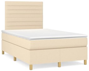 Letto a molle con materasso e led crema 120x190 cm in tessuto