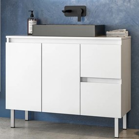 Mobile bagno 100cm a terra con 2 cassetti e 2 sportelli TOD-100PP - KAMALU