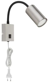 Globo 57911W - Lampada flessibile da muro ROBBY 1xGU10/25W/230V nero/cromo