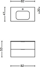 Mobile bagno sospeso 80 cm con lavabo e 2 cassetti LYRA Rosa Opaco