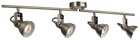 Plafoniera Lineare Contemporanea Focus Spotlight Acciaio Adjustable 4 Luci Gu10