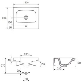 Cersanit K116-009 - Lavabo da incasso MODUO 40x50 cm in ceramica/bianco lucido