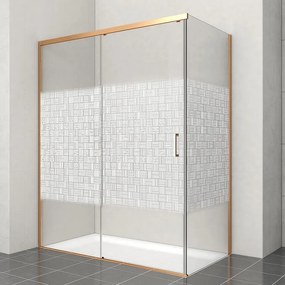Porta doccia scorrevole Jazz, L 158-159.5 cm x H 200 cm x SP 6 mm, profilo dorato, vetro smerigliato