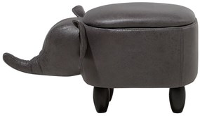 Pouf in tessuto similpelle grigio scuro ELEPHANT Beliani