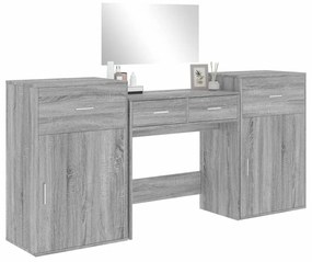 Set da toeletta 4 pz grigio sonoma in legno multistrato