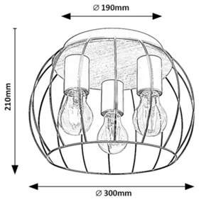 Rabalux 5293 - Plafoniera KAMALA 3xE27/25W/230V