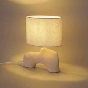 Lampada da tavolo Wabi Sabi beige con paralume in lino 35 cm - Florence