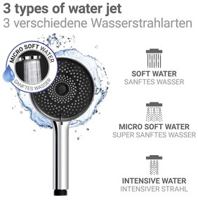 Set per doccia color argento lucido in acciaio inox con doccetta/con supporto scorrevole 70 cm Softwater – Wenko