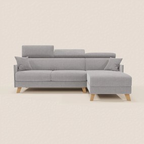 Sole Divano letto matrimoniale angolare con penisola contenitore e poggiatesta reclinabili - tessuto smacchiabile T23