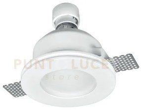 Incasso snow bianco tondo 1 luce attacco gu10 12x6cm in gesso verni...