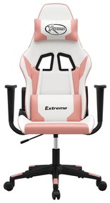 Sedia da gaming bianco e rosa in similpelle