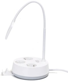 Aigostar - Lampada da tavolo dimmerabile a LED con prese elettriche integrate e porta USB LED/4,6W/230V bianca