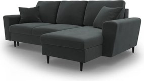 Divano angolare grigio scuro allungabile e con contenitore con rivestimento in velluto Kyoto – Cosmopolitan Design