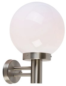 Lampada da parete moderna per esterni in acciaio inossidabile con globo in plastica IP44 - Sfera