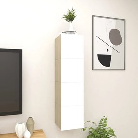 Armadietti a parete per tv 4 pz bianco e rovere 30,5x30x30 cm