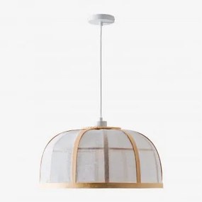 Lampada da soffitto in bambù e cotone (Ø45 cm) Mikayla Bianco - Sklum