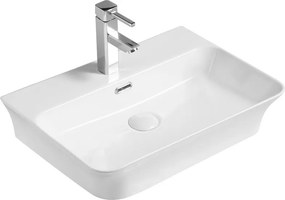 Lavabo bagno da appoggio design rettangolare 56 cm ceramica bianca | KL-5800 - KAMALU