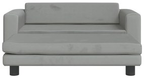 Divano bambini poggiapiedi grigio chiaro 100x50x30 cm velluto